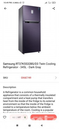 samsung refrigerator  (345 Liter)